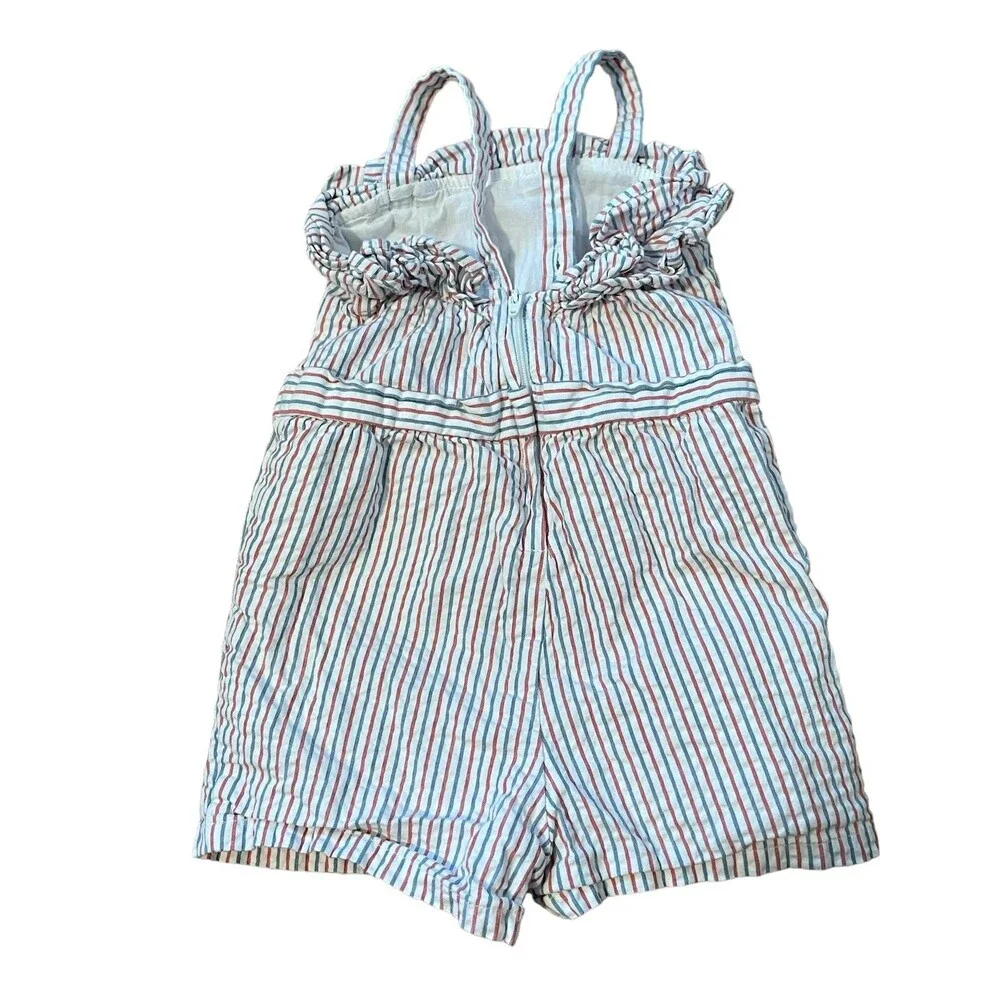 Hope & Henry Girls 18 24M Red White Blue Striped Lined Romper Patriotic July 4th